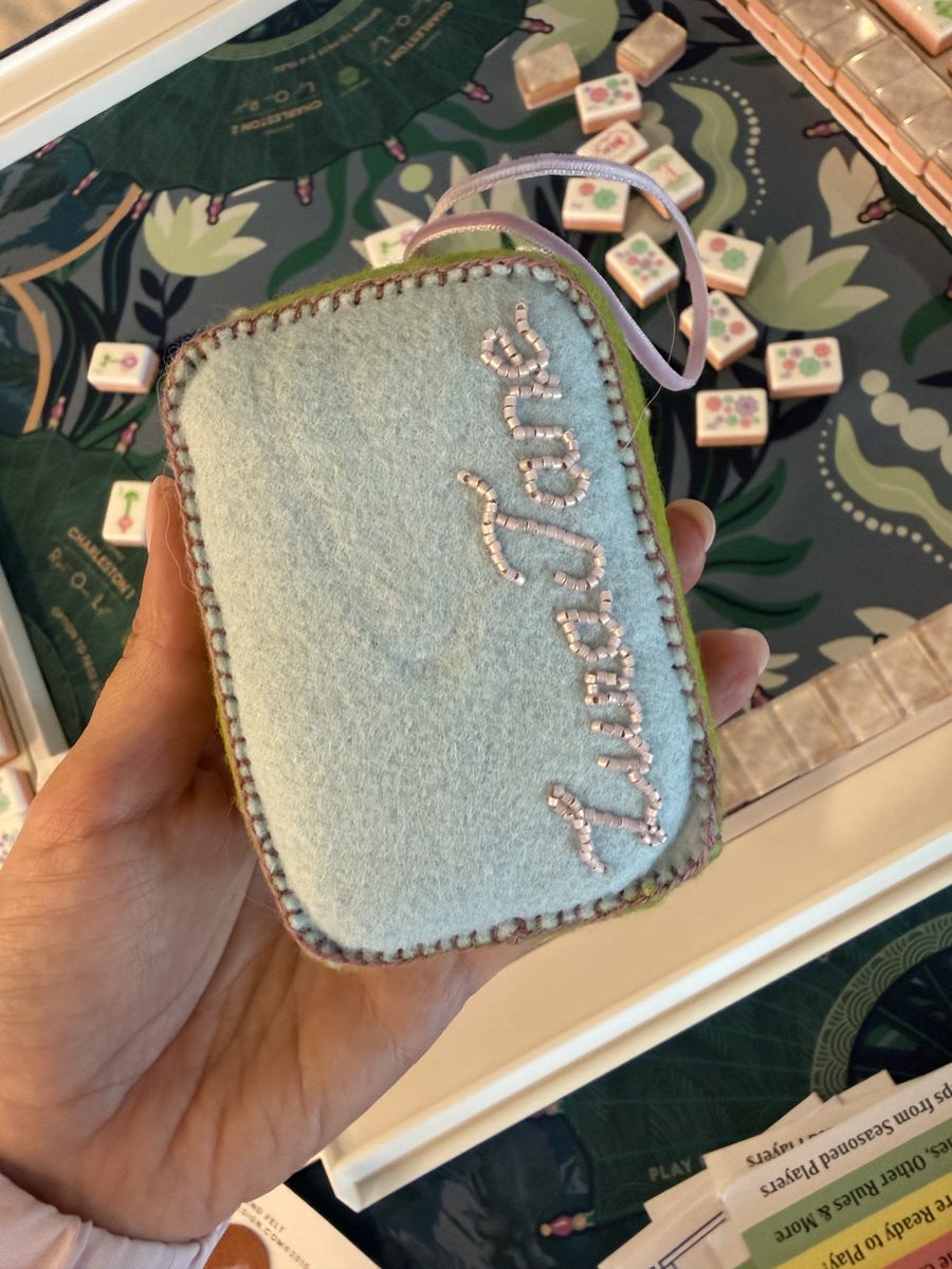 Hand-beaded ornament with custom name personalization